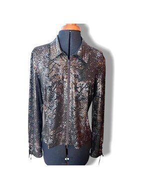 Joseph Ribkoff Womens Metallic Snake Print Zipper Jacket Size 12